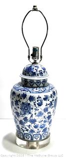 Blue and White China Chinoiserie Ginger Jar Lamp 