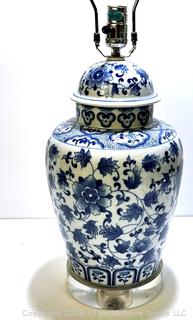 Blue and White China Chinoiserie Ginger Jar Lamp 