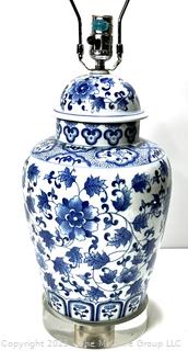 Blue and White China Chinoiserie Ginger Jar Lamp 