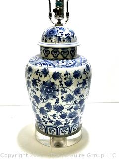 Blue and White China Chinoiserie Ginger Jar Lamp 