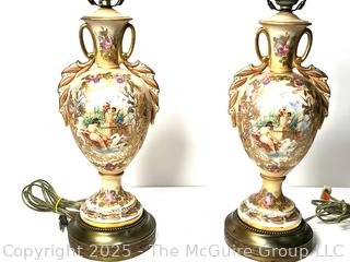 Two (2) Hand Painted Porcelain Urn Table Lamps