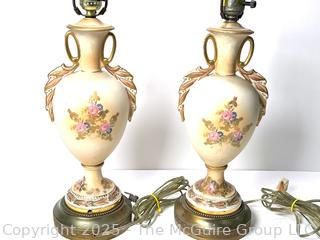 Two (2) Hand Painted Porcelain Urn Table Lamps