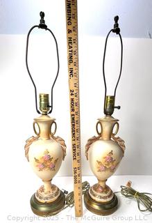 Two (2) Hand Painted Porcelain Urn Table Lamps