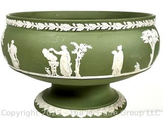 Celadon Green Wedgwood Jasperware Pedestal Fruit Bowl  