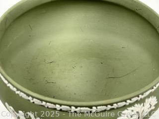 Celadon Green Wedgwood Jasperware Pedestal Fruit Bowl  