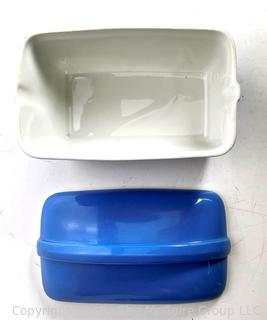 Blue Ceramic Hall Loaf Pan Refrigerator Dish Made Exclusively for Westinghouse