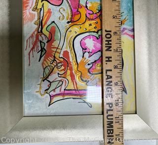 Framed Under Glass Watercolor and Acrylic Abstract Signed by Artist J Jwanski 