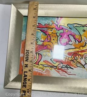 Framed Under Glass Watercolor and Acrylic Abstract Signed by Artist J Jwanski 