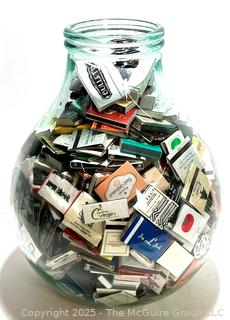 Large Glass Apothecary Jar Full of Match Books