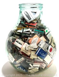 Large Glass Apothecary Jar Full of Match Books