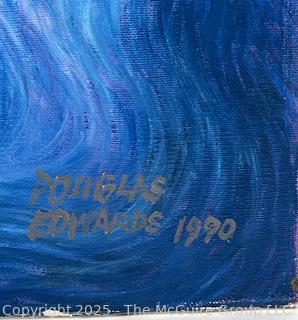 Unframed Original Oil on Canvas of  Chained Slave Blues Signed by Artist Douglas Edwards. 24" x 30" 1990