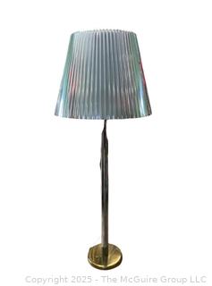 Retro Silver Chrome Four (4) Light Floor Lamp with Matching Foil Shade. 55" tall without shade 