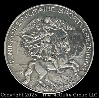 Royal Military Sports Association .833 Silver Medal for 1st Place Dressage 1932. 50mm 48 grams