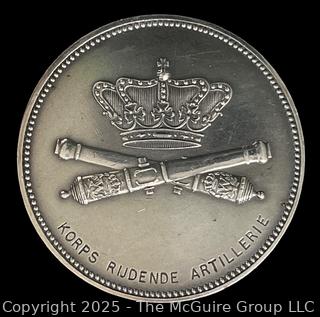 1927 Dutch Equestrian .833 Silver Medal, 2nd Place Dressage  2nd Lt. W.T. Carp on "Bobby". 50mm 45 grams