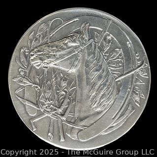 1929 Dutch Equestrian .833 Silver Medal KMSV Dressage Tests  2nd Place Presented by Lie Gen Muller Massis. 50mm 45 grams