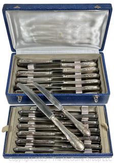 INOX S.F.A.M. Silver Plated Handle and Stainless Steel Blade Dinner Knife Set in Box