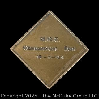 National Olympic Committee Olympiche Dag (Olympic Day) June 17, 1934 Medal 35MM