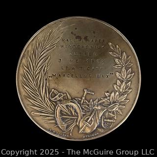 1922 Bronze Medal from Dutch Military Academy, LT. W. T. Carp. 50mm