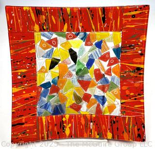 Fused Glass Decorative Square Plate. 9" square