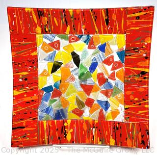 Fused Glass Decorative Square Plate. 9" square