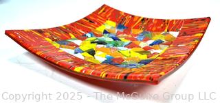 Fused Glass Decorative Square Plate. 9" square