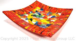 Fused Glass Decorative Square Plate. 9" square