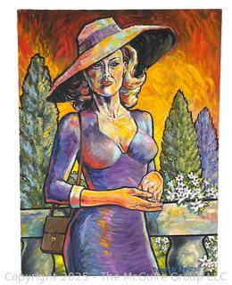 Unframed Original Acrylics on Canvas Titled, "Marsha" Signed by Artist Douglas Edwards 1999. 18 x 24"