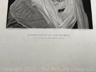 Unframed 1887 Photogravure of Italian Actress Adelaide Ristori as Lady Macbeth. Untrimmed 17" x 11.5" 