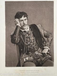 Unframed 1887 Gebbie & Co Photogravure of George Alexander as Faust. Untrimmed 17 x 11.5" 