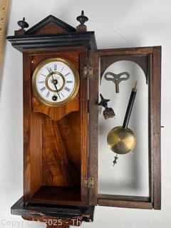 Small English Walnut Pendulum Wall Clock  