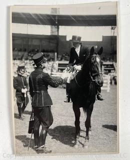 1909 B&W Photo of Dutch Female Equestrian Post Competition. 8 x 10" 