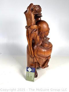 Chinese Boxwood Happy Buddha.  16" tall