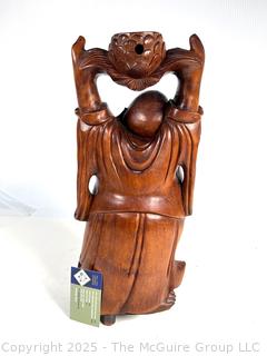 Chinese Boxwood Happy Buddha.  16" tall