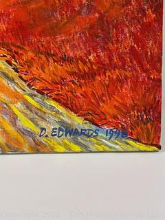 Unframed Original Acrylics on Canvas of Boy in the Red  Hills Signed by Artist Douglas Edwards 1998. 18" x 24"