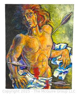 Unframed Original Acrylics on Canvas of St. Sebastian Signed by Artist Douglas Edwards. 16" x 20"