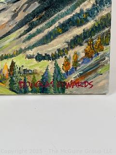 Unframed Original Oil on Canvas of a Swiss Valley by Artist Douglas Edwards. 16" x 20". 2000