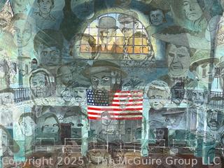 Unframed Original Acrylic on Canvas of Phantoms of Ellis Island by Artist Douglas Edwards 1994. 30" 24"