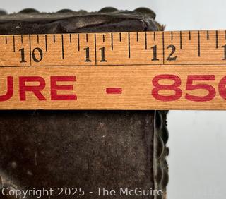 Pre Civil War Cowhide Leather Trunk with Forged Iron Brass Tacks Made by Boston Saddle Maker, Robert Burr.  24 x 12 x 9"