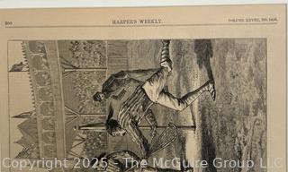 Framed Under Glass Lithograph Titled "A Game of Lacrosse", H.W. Hall, Published by Harper's Weekly c. 1884. 15 x 20" 