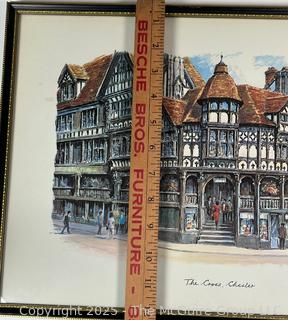 Framed Under Glass Color Print Titled The Cross, Chester. 12 x 18"