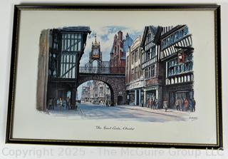 Framed Under Glass Color Print Titled The East Gate, Chester. 12 x 18"