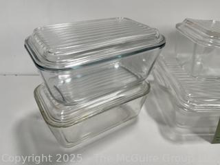 Five (5) Clear Pyrex Food Storage Containers with Lids (Assorted Sizes) 