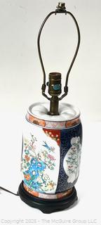 Pinched Asian Motif Ceramic Table Lamp 