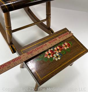 Child's Painted Rocker and Stool