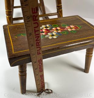 Child's Painted Rocker and Stool