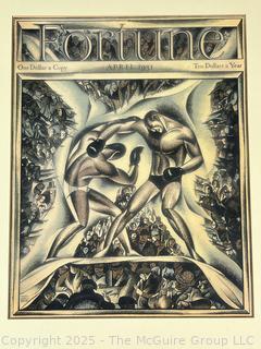 Framed Under Glass Fortune Magazine Cover of Boxers, April 1931. 16 x 20"