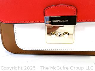 Michael Kors Red & White Colorblock Crossbody Handbag, New with Tag