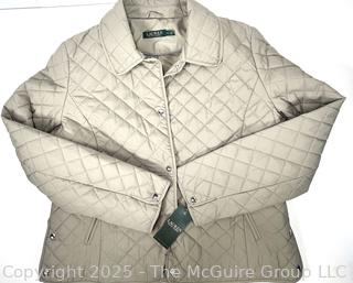 Women's Ralph Lauren White Button Up Quilted Jacket Coat, New with Tag
