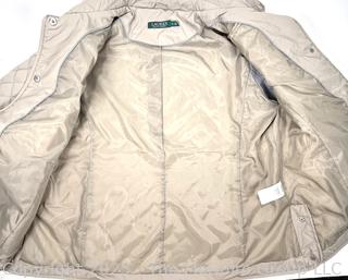 Women's Ralph Lauren White Button Up Quilted Jacket Coat, New with Tag