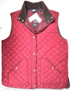 Women's Cranberry Red Lands End Quilted Vest, New with Tag